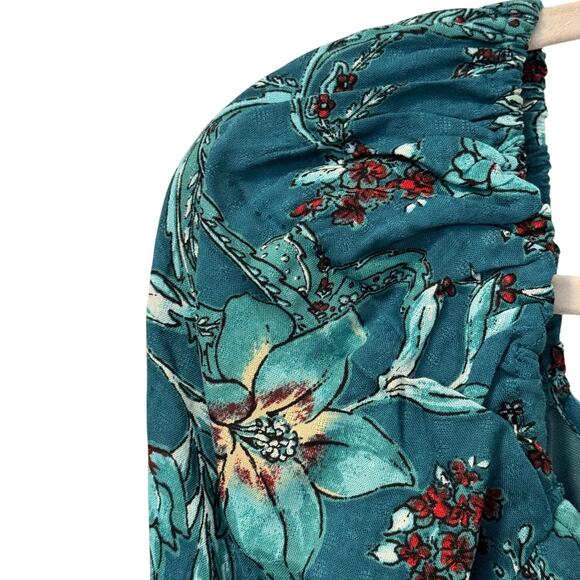 Band of The Free Sybille Teal Floral Crossover Crop Top NWT - Picture 9 of 13